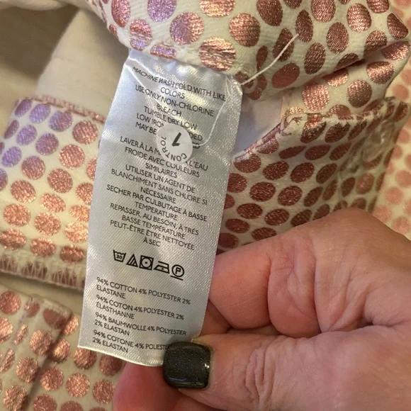 Anthropologie Pink and White Polka Dot Cropped Pants - Picture 10 of 11